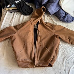 Carhartt hooded work jacket mens large, worn
